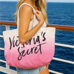 Victoria's Secret Pink Black White 20x20x8 Tote Bag Casual Barbiecore